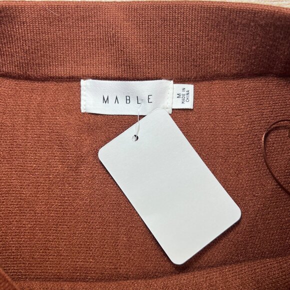 NWT Mable Women's Medium Brown Rust Knit Mini Skirt A-Line Flowy Pleated - Picture 2 of 9